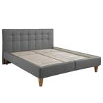 Gestoffeerd bed Stensborg structuurstof - Zilvergrijs - 180 x 200cm - Met lattenbodem