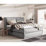 Premium Boxspringbett KINX Webstoff - Stoff KINX: Grau - 200 x 200cm - H2 - 130 cm