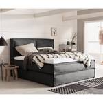 Lit boxspring Kinx Tissu - Tissu KINX : Anthracite - 180 x 200cm - D2 souple - 130 cm