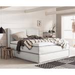 Premium boxspring KINX geweven stof - Stof KINX: Wit - 160 x 200cm - H2 zacht - 130cm