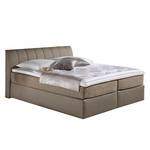 Lit boxspring Valea Tissu structuré - Taupe - 100 x 200cm - Matelas à ressorts Bonnell - D2 souple