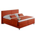 Lit boxspring Nilan Tissu - Terre cuite - 140 x 200cm - Matelas à ressorts Bonnell - D2 souple