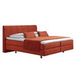 Boxspring Baila geweven stof - Terracotta - 100 x 200cm - Bonell-binnenveringmatras - H2 zacht