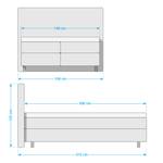 Lit boxspring Tevin Tissu - Citron vert - 140 x 200cm - Matelas à ressorts bombés ensachés - D2 souple