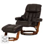 Fauteuil relax et repose-pieds Grunewald Cuir véritable / Imitation cuir - Marron - Marron