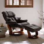 Fauteuil relax et repose-pieds Grunewald Cuir véritable - Marron - Marron