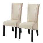 Chaises Karlsborg I (lot de 2) Imitation cuir beige / noir - Crème - Hêtre foncé