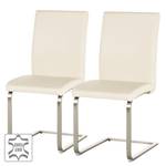 Chaises cantilever Augusta I (lot de 2) Cuir véritable - Cuir Aude: Créme - Sans accoudoirs