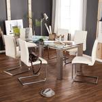 Chaises cantilever Augusta I (lot de 2) Cuir véritable - Cuir Aude: Créme - Sans accoudoirs