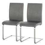 Chaises cantilever Augusta I (lot de 2) Cuir véritable - Cuir Aude: Gris - Sans accoudoirs