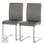 Chaises cantilever Augusta I (lot de 2) Cuir véritable - Cuir Aude: Gris - Sans accoudoirs