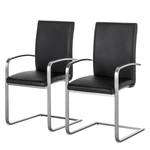 Chaises cantilever Augusta I (lot de 2) Cuir véritable - Cuir Aude: Noir - Avec accoudoirs