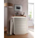 Commode Roble II inclusief verlichting - mat wit/afwerking van massief wild eikenhout