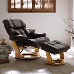 Fauteuil relax et repose-pieds Grunewald Cuir véritable - Marron - Marron clair