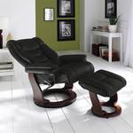 Fauteuil relax et repose-pieds Rimbach Cuir véritable / Imitation cuir - Noir