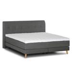 Boxspring Mälby geweven stof - Antraciet - 140 x 200cm