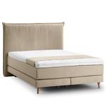 Lit boxspring Avellino I Tissu - Tissu Meara: Boue - 140 x 200cm - D2 souple