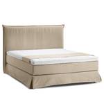 Boxspringbett AVELLINO mit Husse Webstoff - Webstoff Meara: Schlamm - 160 x 200cm - H2