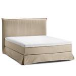 Lit boxspring Avellino II Tissu - Tissu Meara: Boue - 160 x 200cm - D2 souple