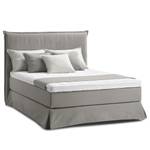 Boxspringbett AVELLINO mit Husse Webstoff - Webstoff Meara: Grau - 140 x 200cm - H2