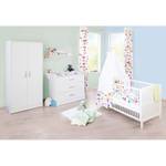 Set économique Viktoria (3 éléments) Hêtre partiellement massif - Lit pour bébé, table à langer et armoire à vêtements - Vernis blanc