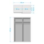 Schuifdeurkast Quadra I Alpinewit/metallic grijs - 136 x 210 cm