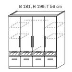 Armoire à portes battantes Bochum Blanc alpin / Verre dépoli - 4 portes - 181 cm
