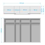 Schwebetürenschrank Quadra II Eiche Sonoma Dekor / Alpinweiß - 315 x 210 cm