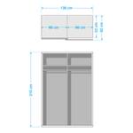 Armoire à portes coulissantes Quadra III Blanc alpin / Verre de miroir - 136 x 210 cm