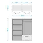 Armoire à portes battantes Rasant-Extra Blanc alpin / Anthracite - Largeur : 168 cm - 2 miroir