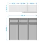 Schwebetürenschrank Loriga Eiche Sanremo Hell Dekor / Glas Weiß - Breite: 261 cm