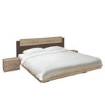 Beddenset Borba (3-delig) Lichte San Remo eikenhouten look/lavasteenkleurig - 180 x 200cm