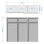 Schuifdeurkast Quadra (met spiegel) grijs metallic/zwart glas - (BxH): 271x210cm - 271 x 210 cm