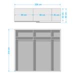 Schuifdeurkast Quadra (spiegel) alpinewit/wit glas - (BxH): 226x210cm - 226 x 210 cm