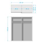 Schwebetürenschrank Quadra (Spiegel) Eiche Sanremo Hell Dekor / Glas Weiß - Breite x Höhe: 181 x 210 cm - 181 x 210 cm