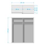 Armoire à portes coulissantes Quadra Gris métallisé / Verre blanc - 181 x 210 cm
