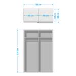Armoire à portes coulissantes Quadra Gris métallisé / Verre blanc - 136 x 230 cm