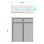 Armoire à portes coulissantes Quadra Gris métallisé / Verre blanc - 181 x 230 cm