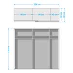 Schwebetürenschrank Quadra Glas - Weiß / Graumetallic - 226 x 230 cm