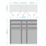 Armoire à portes battantes Vadora Imitation chêne de San Remo foncé - Largeur : 250 cm - Avec cadre passepartout - Sans éclairage