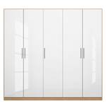 Drehtürenschrank KiYDOO V Hochglanz Weiß / Eiche Riviera Dekor - 226 x 210 cm