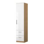 Armoire à portes battantes KiYDOO II Blanc brillant / Imitation chêne de Riviera - 47 x 197 cm