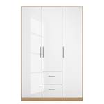 Drehtürenschrank KiYDOO II Hochglanz Weiß / Eiche Riviera Dekor - 136 x 197 cm