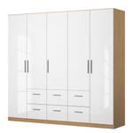 Armoire à portes battantes KiYDOO II Blanc brillant / Imitation chêne de Riviera - 226 x 197 cm