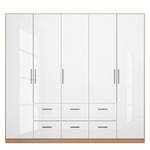 Armoire à portes battantes KiYDOO II Blanc brillant / Imitation chêne de Riviera - 226 x 197 cm