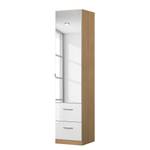 Drehtürenschrank KiYDOO III Hochglanz Weiß / Eiche Riviera Dekor - 47 x 210 cm