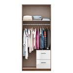 Drehtürenschrank KiYDOO III Hochglanz Weiß / Eiche Stirling Dekor - 91 x 210 cm