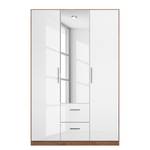 Drehtürenschrank KiYDOO III Hochglanz Weiß / Eiche Stirling Dekor - 136 x 197 cm