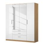 Armoire à portes battantes KiYDOO IV Blanc brillant / Imitation chêne de Riviera - 181 x 210 cm