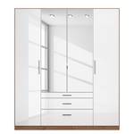 Drehtürenschrank KiYDOO IV Hochglanz Weiß / Eiche Stirling Dekor - 181 x 210 cm